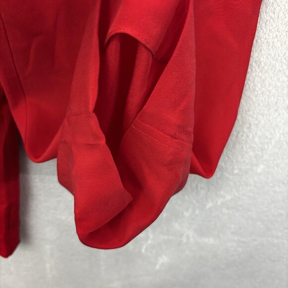 Vintage 90s 100% Silk Pleated Pants Womens 10 Red High Rise Christmas Holiday - Picture 15 of 16